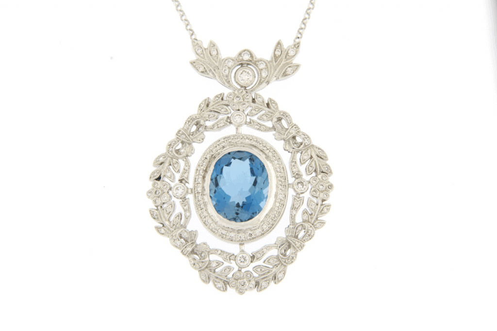  aquamarine and diamond pendant