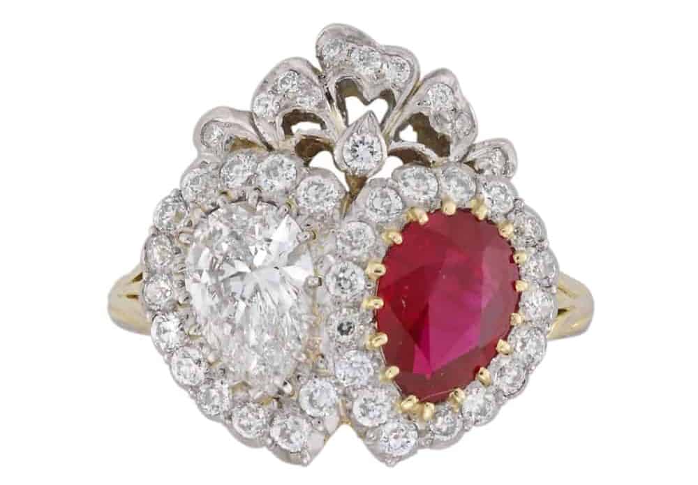 Ruby and diamond double heart ring ruby and diamond double heart ring