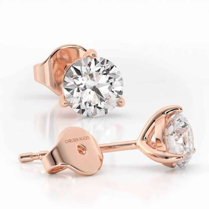 MARTINI ICE – 18 carat rose gold 1ct laboratory grown diamond single stone earrings
