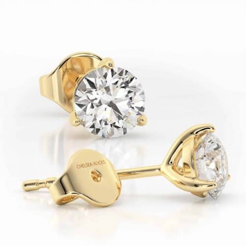 MARTINI ICE – 18 carat yellow gold 1ct laboratory grown diamond single stone earrings