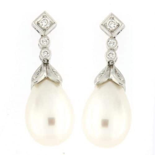 pearl & diamond earrings