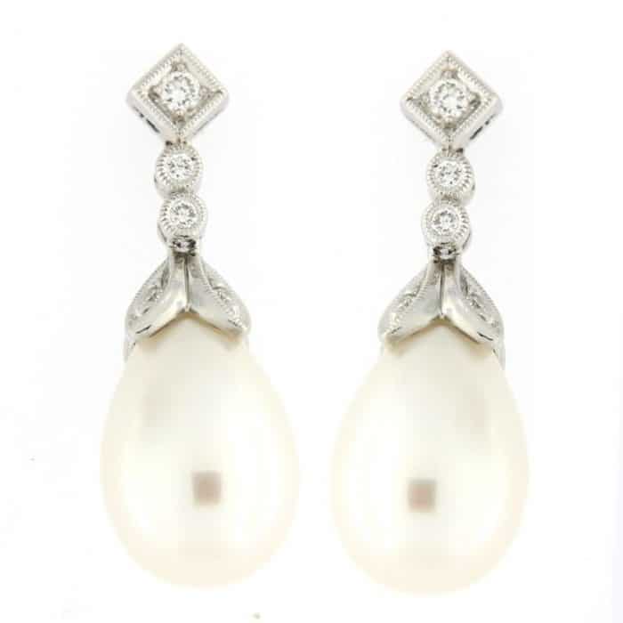 pearl & diamond earrings