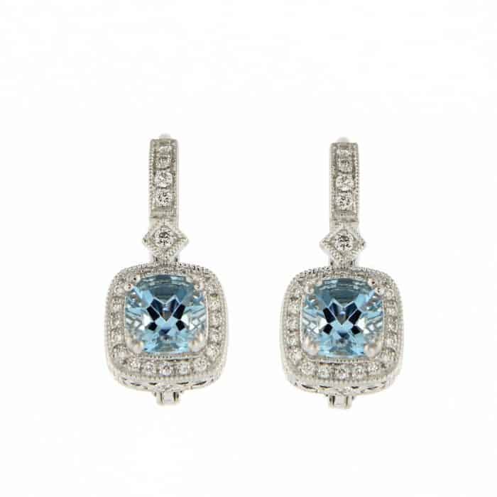 18ct white aquamarine earrings